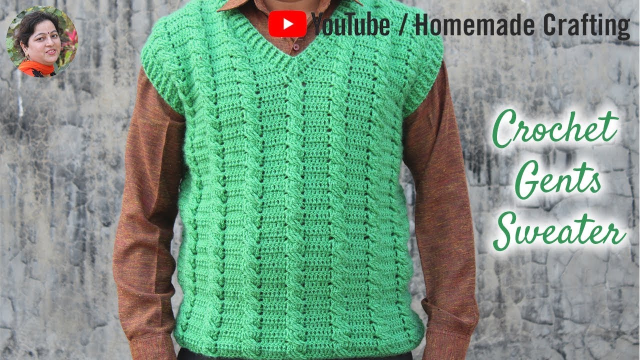 Crochet Gents Sweater | V neck Sweater | Part 1