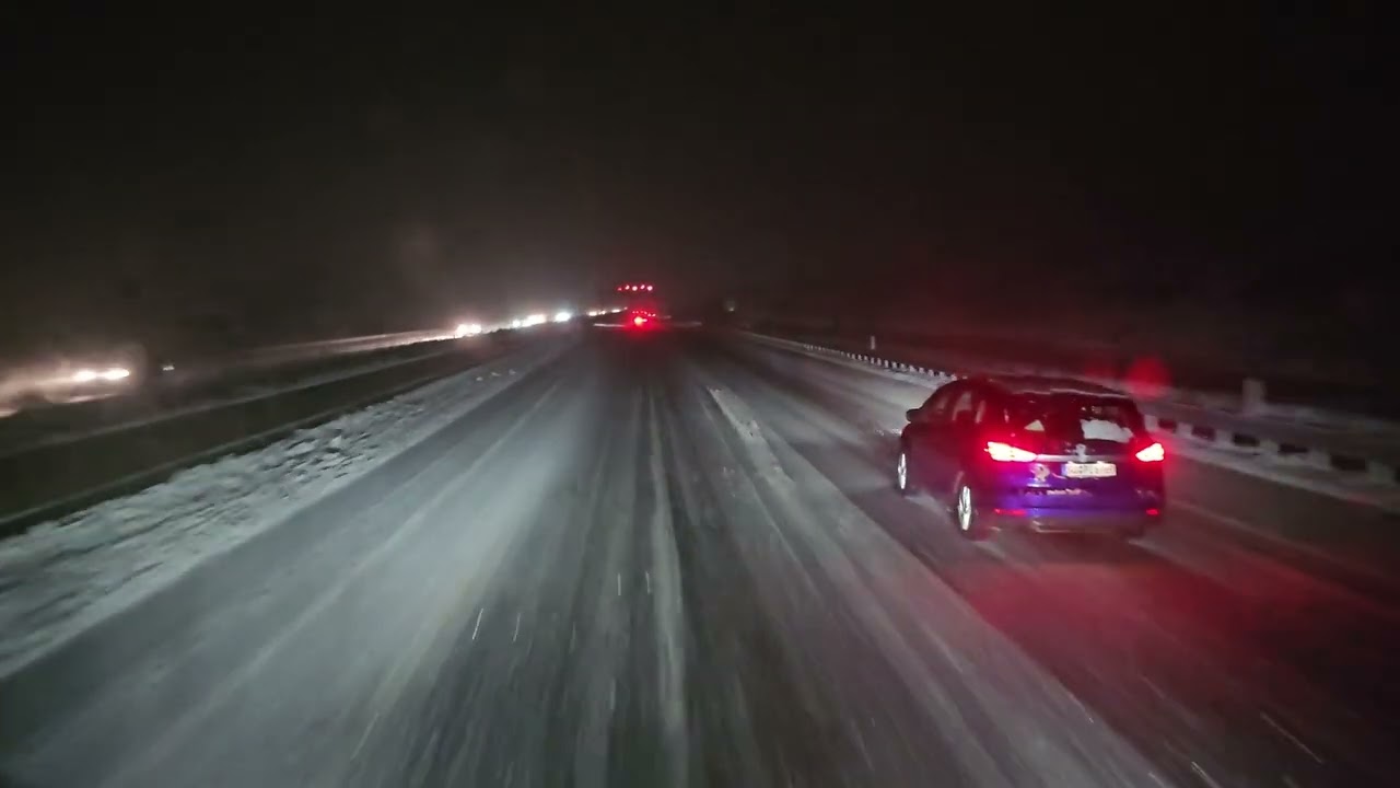 348 4K POV Real Truck Driving MAN TGX 510 Germany to Belgium to Netherlands Snow party