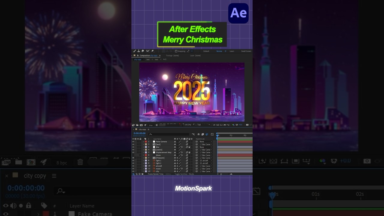 Веселая рождественская анимация в After Effects. #christmas #merrychristmas #aftereffects #shorts