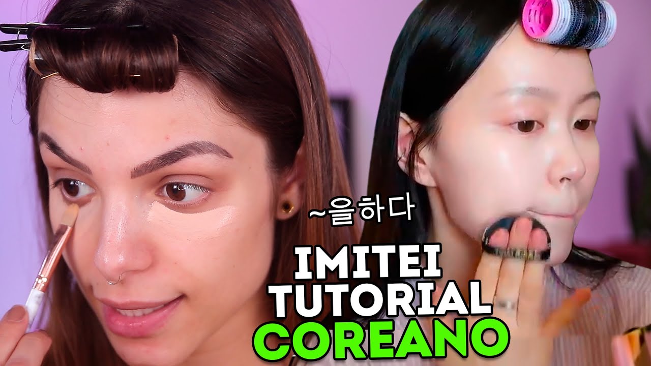 SEGUI um TUTORIAL de MAKE COREANA e ME ARREPENDI | 모방 한 한국 메이크업 튜토리얼