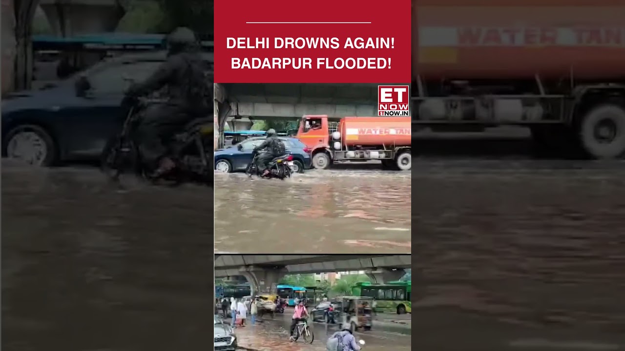 Delhi's Rain Nightmare Returns! Cars Sink In Badarpur Waterlogging #shorts #delhiweather #etnow
