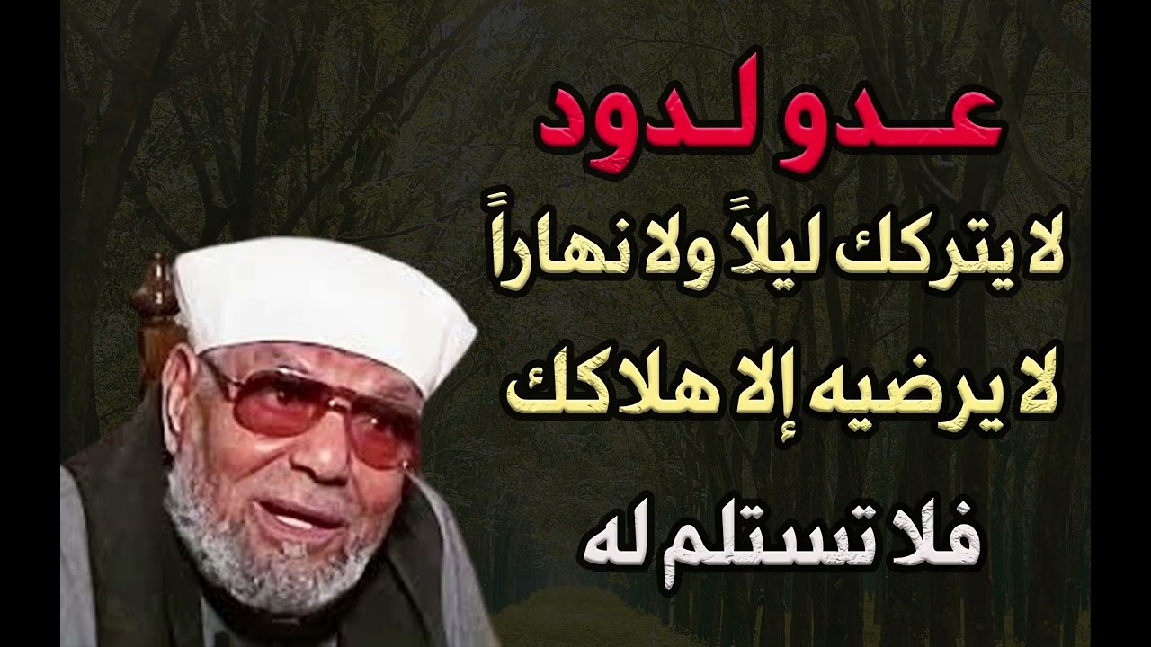 عدو لدود لا يتركك ليلا ولا نهارا لا يرضيه إلا هلاكك فلا تستسلم له الشيخ⁄محمد متولي الشعراوي #اكسبلور