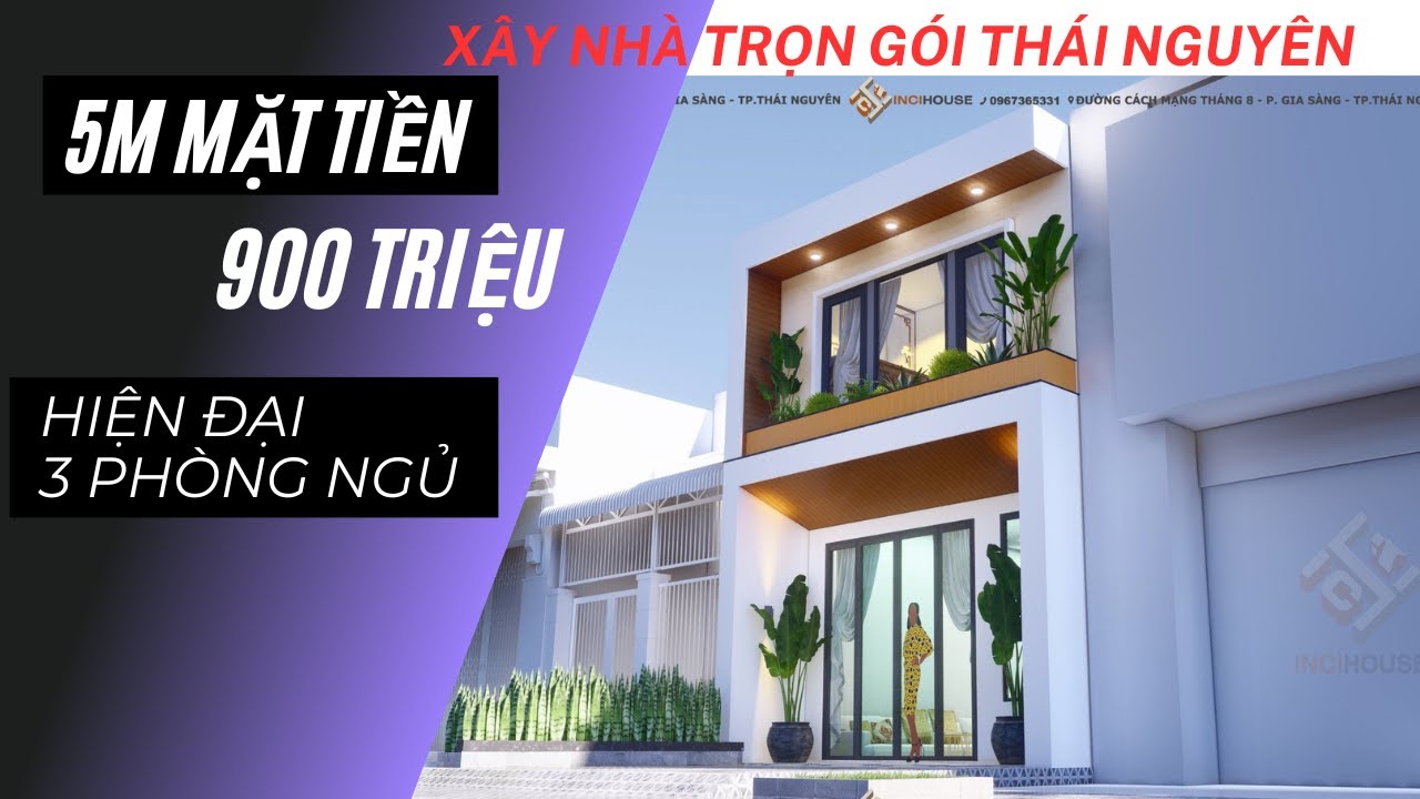 Mẫu nhà ống 2 tầng đẹp 2024 - Giá xây dựng trọn gói 900 triệu tại Thái Nguyên