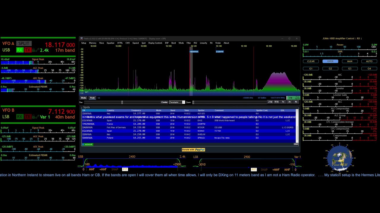 HAM RADIO FT8 HUMAN VERSION WORLD WIDE VIDEOGATE DX  - HERMES LITE 2
