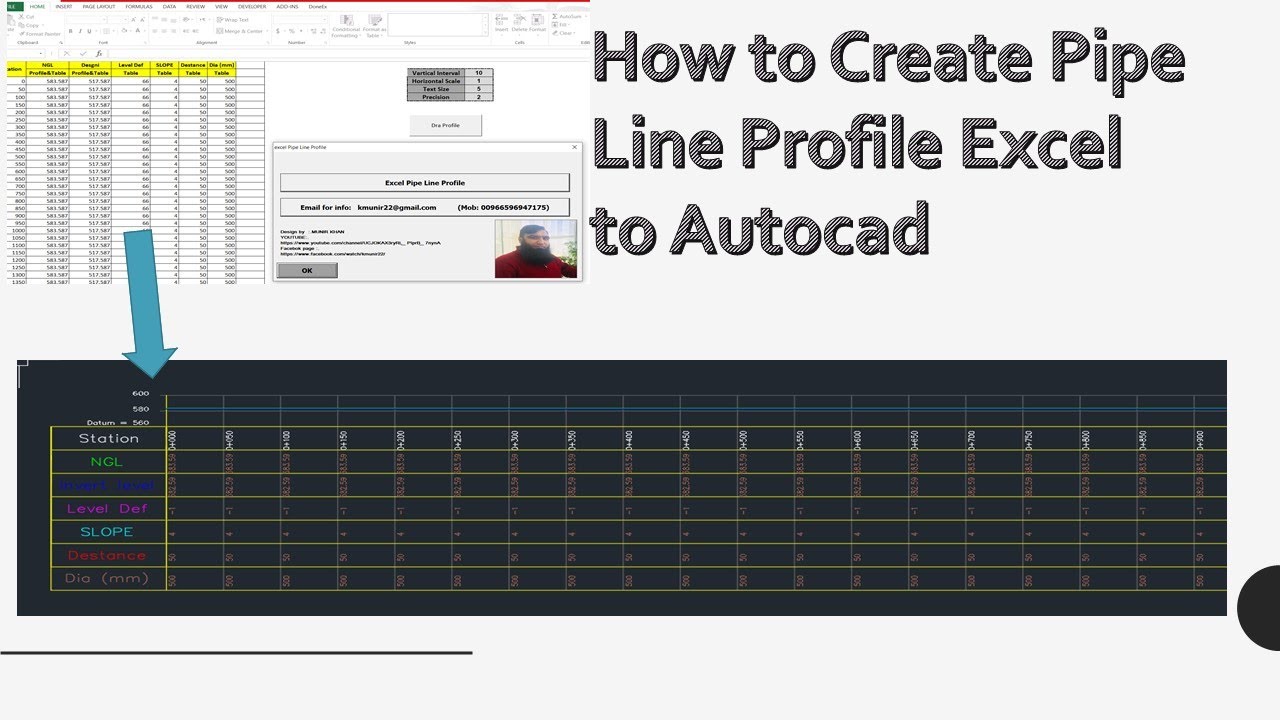 How to Create Pipe Line Profile Excel to Autocad