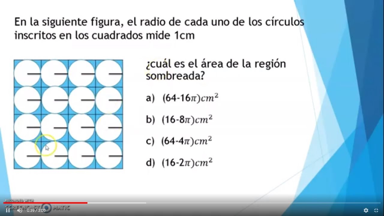 HALLAR EL ÁREA DE LA REGIÓN SOMBREADA - CUADRADO Y CIRCULOS