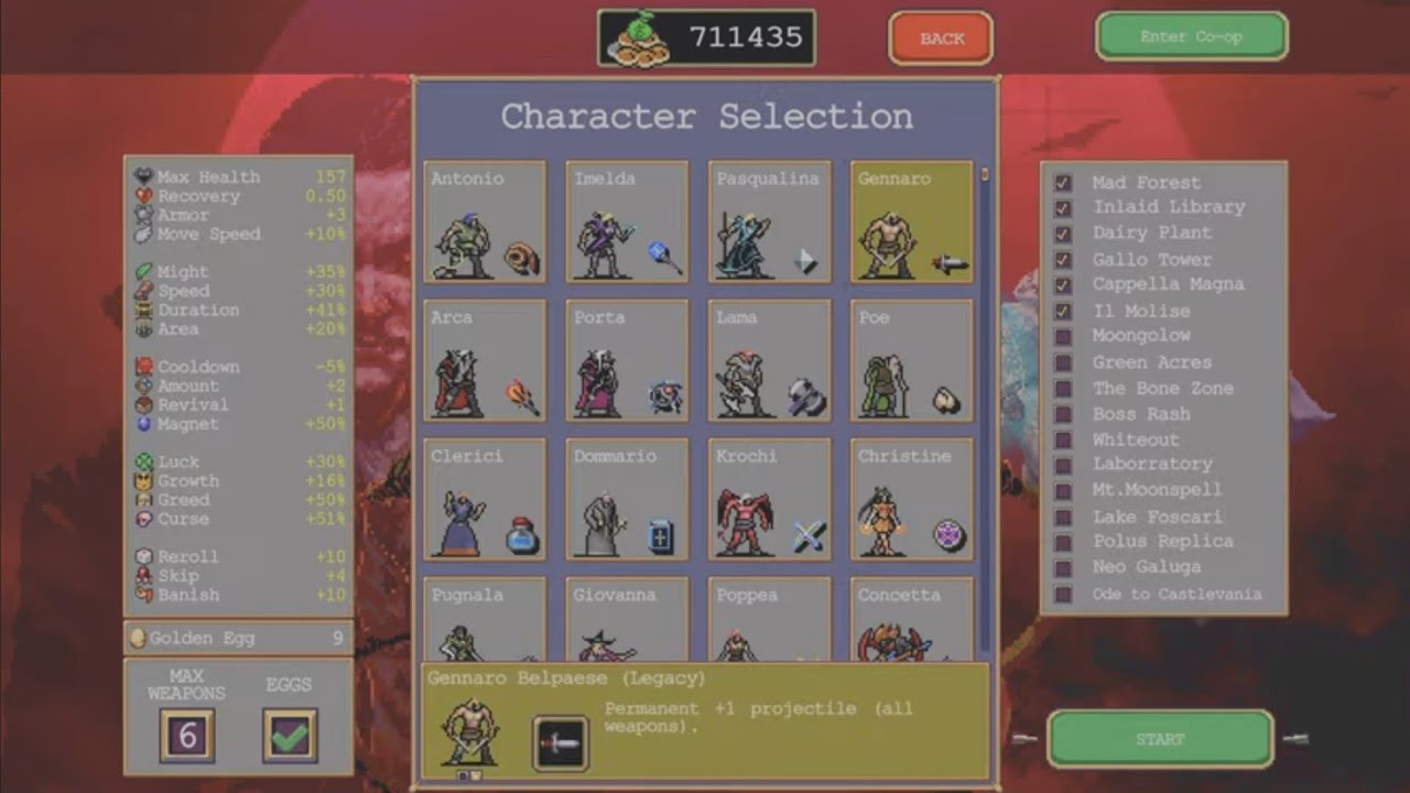 Vampire Survivors #157: Gennaro Immolates Moonglow