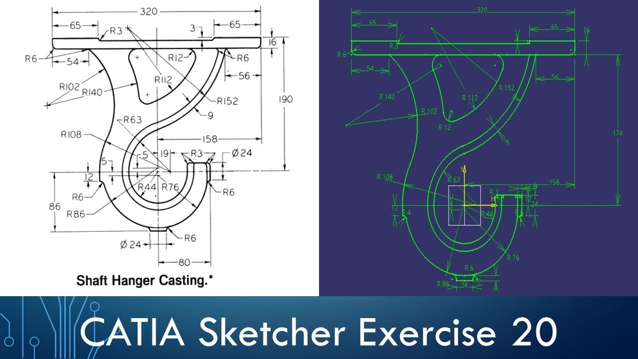 CATIA Sketcher Exercise - Sketch 20 Part 1