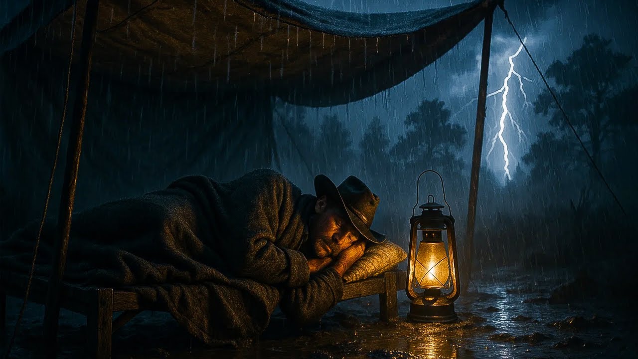 Taking Shelter Under a Tent During a Crazy Night Thunderstorm | RDR2 ASMR