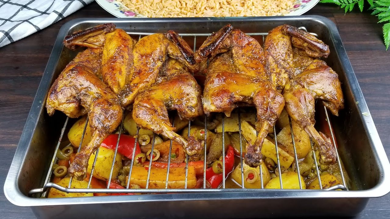 اروع طبخه للدجاج مع وصفة رز وطبق خضروات ( ٣ وصفات لوجبه متكاملة ) (Roasted Chicken recipe (full meal