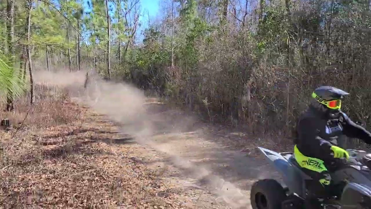 Monster exhaust on a Yamaha Raptor 700r 2021 in motion