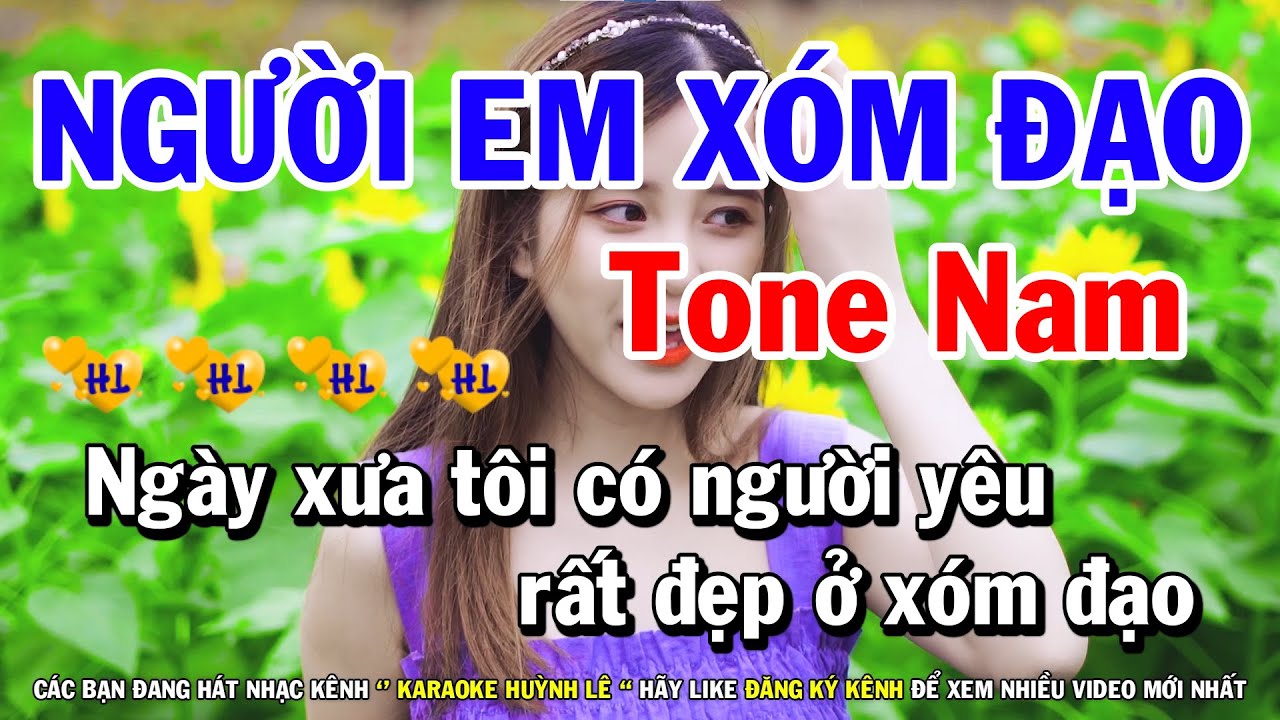 Karaoke Người Em Xóm Đạo - Tone Nam Nhạc Sống (D#m) Mới | Huỳnh Lê