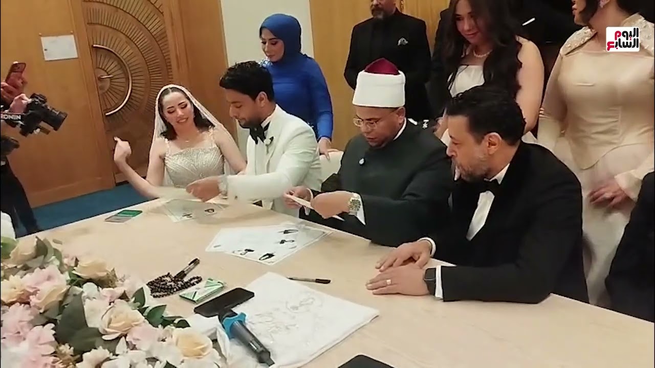 حصرى.. شاهد لقطات من عقد قران الفنان أحمد جمال وفرح الموجي