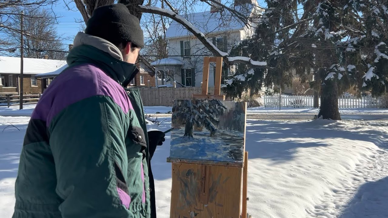 Plein Air Painting SNOW in FREEZING Cold | Winter Oil Painting