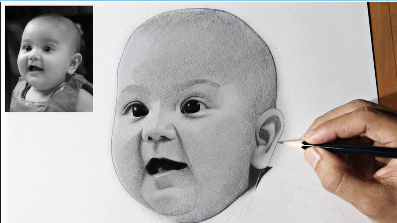 How I shade Cute Baby Face , step by step 😍