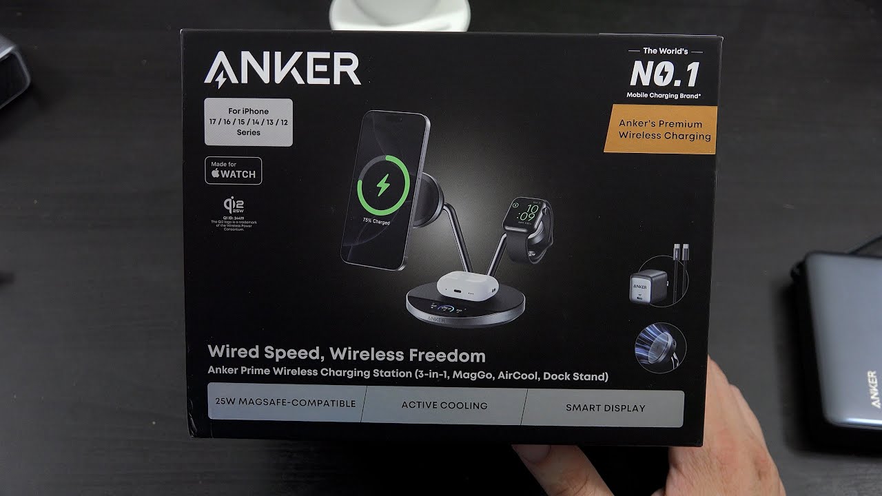 Беспроводная зарядная станция Anker Prime (3-в-1, MagGo, AirCool, подставка)