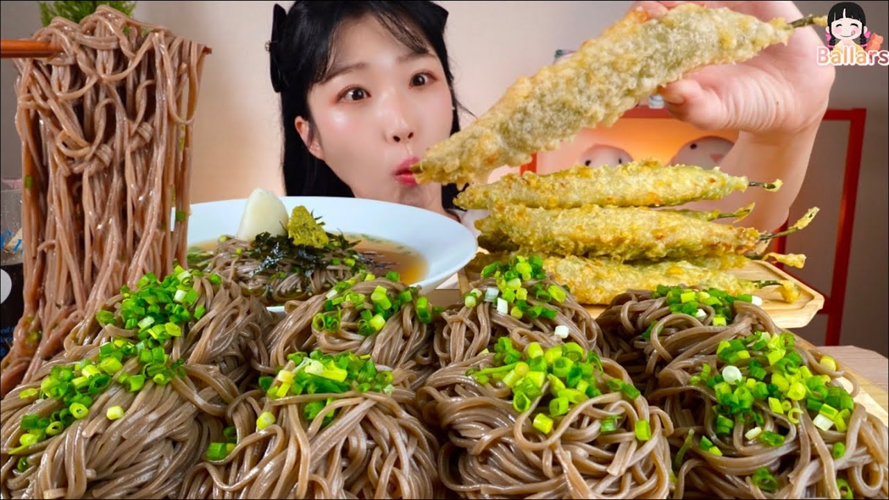 Mukbang:) Korean Cold Buckwheat Noodles & Fried Chili Pepper ☆ Big Bites :: ASMR :: Eatingshow ☆