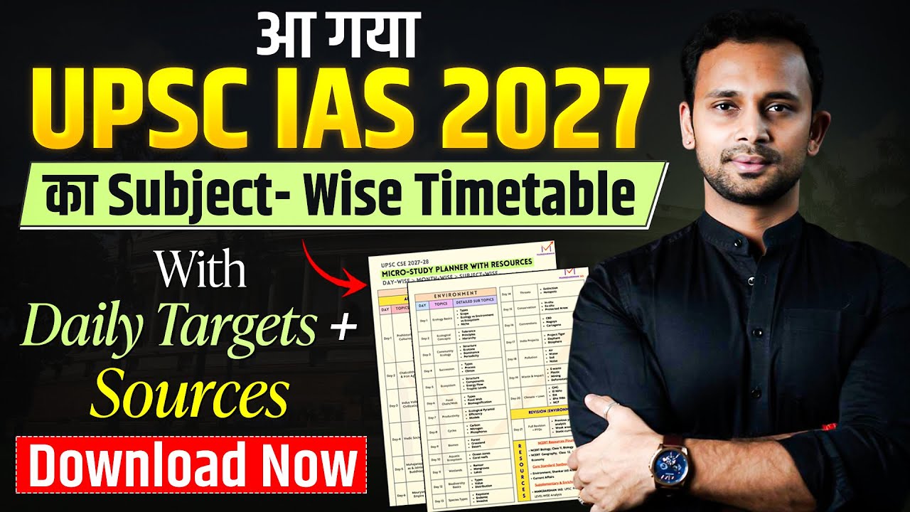 Download UPSC 2027 Micro Planner (With Daily Targets) | Subject Wise UPSC 2027 Timetable