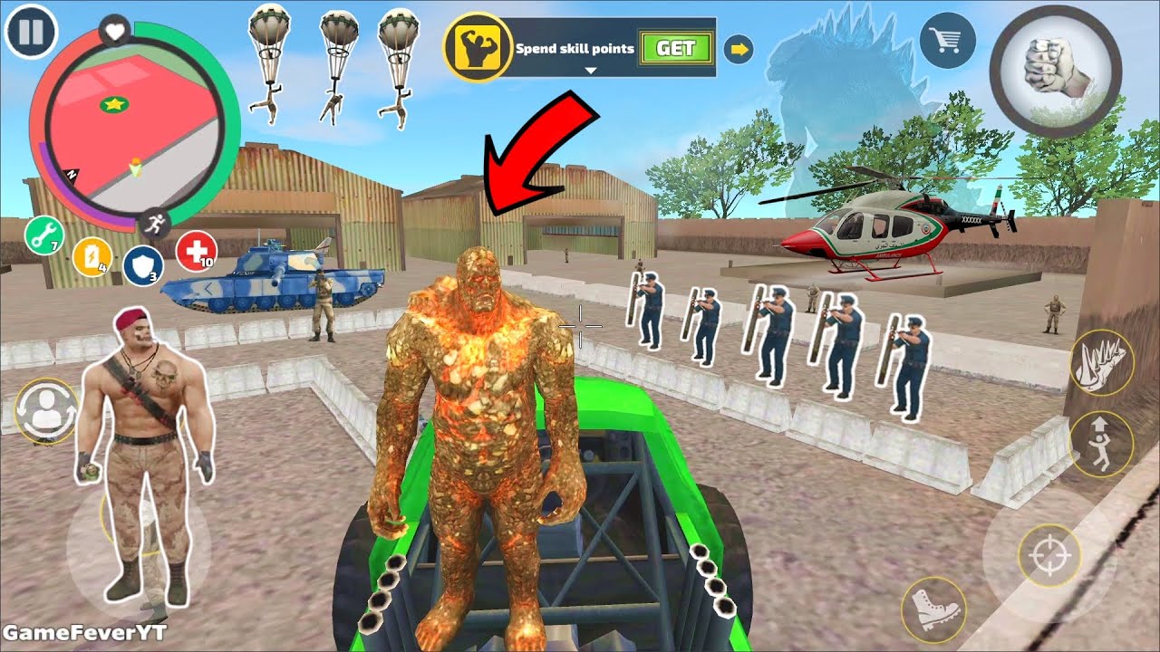 Rope Hero: Vice Town (Stone Giant on Monster Truck) Stone Giant Fight Army Man - Android Gameplay HD