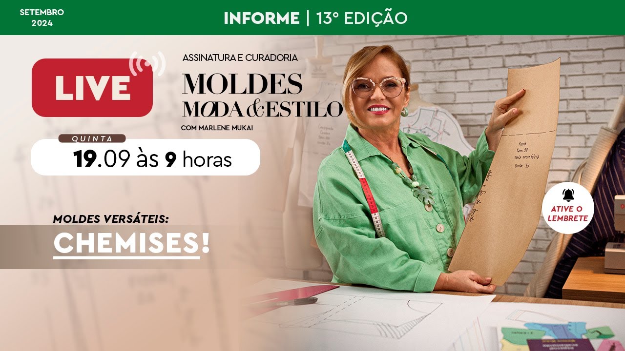 🔴 AULA SOBRE MODELAGENS DE CHEMISE - CURADORIA MOLDES, MODA E ESTILO COM MARLENE MUKAI