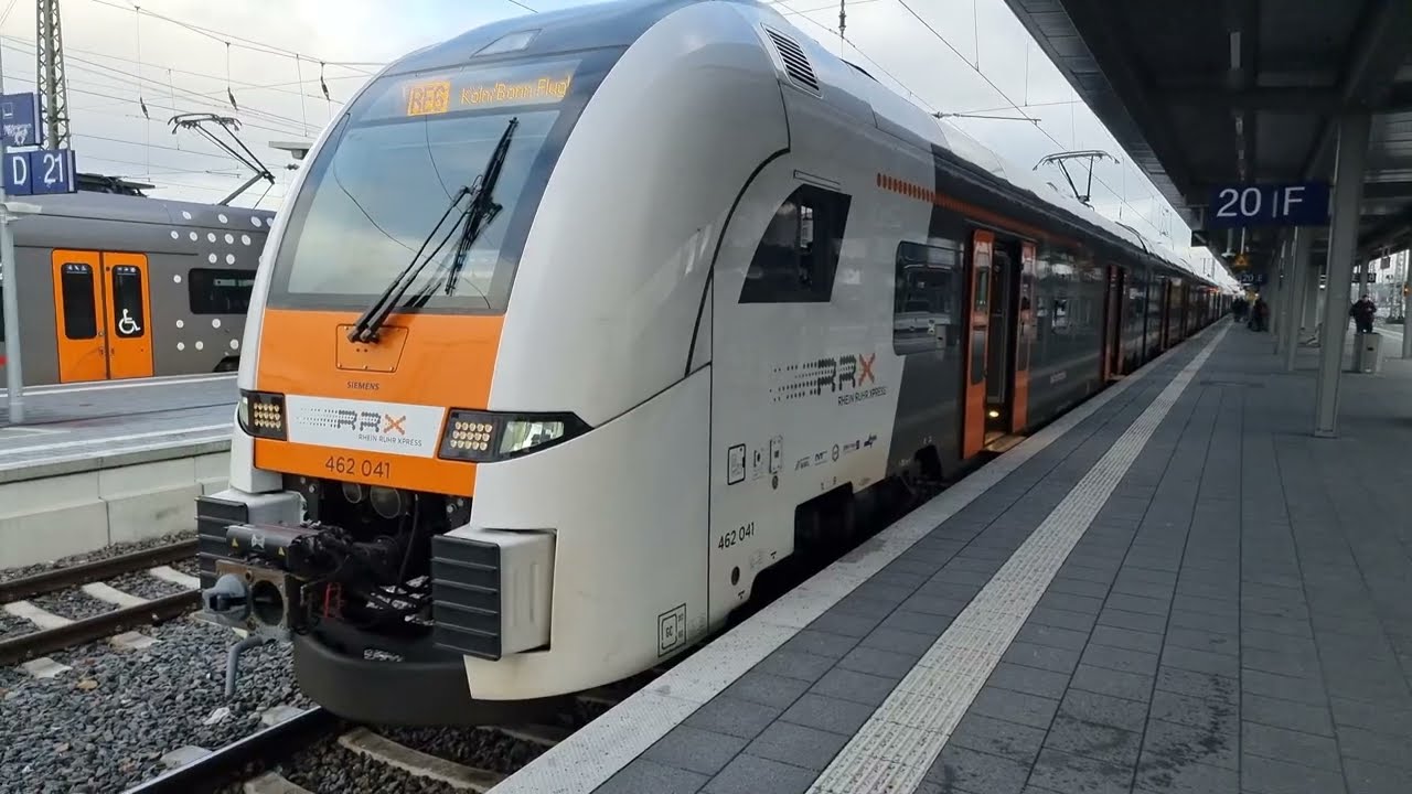 Dortmund Hbf RE6 89716 RRX 462 041 von Minden Westf nach Köln Bonn Flughafen 17.01.2023. 4K