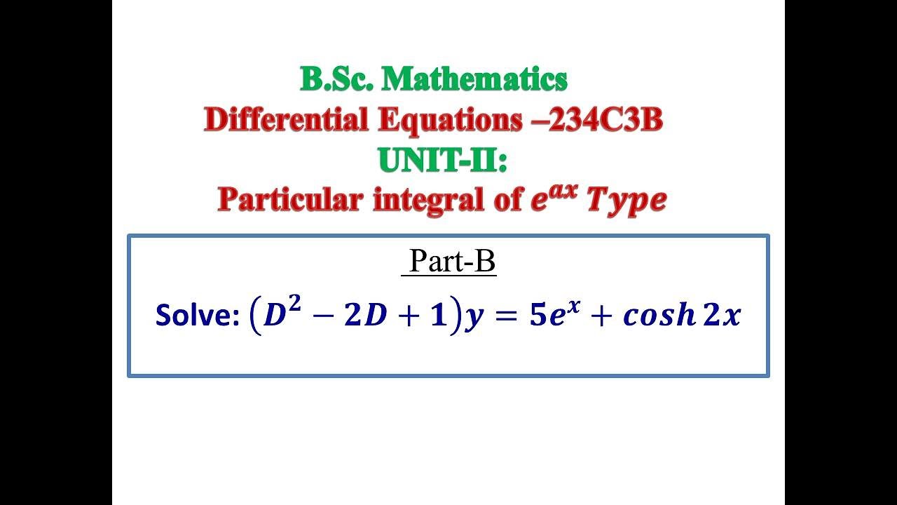 #Particular integral e^ax #  Allied Maths 2 # Engg.Maths 2 # Ordinary Differential equations