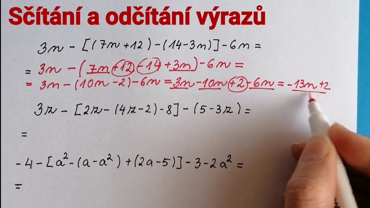 7. Sčítání a odčítání výrazů, závorky