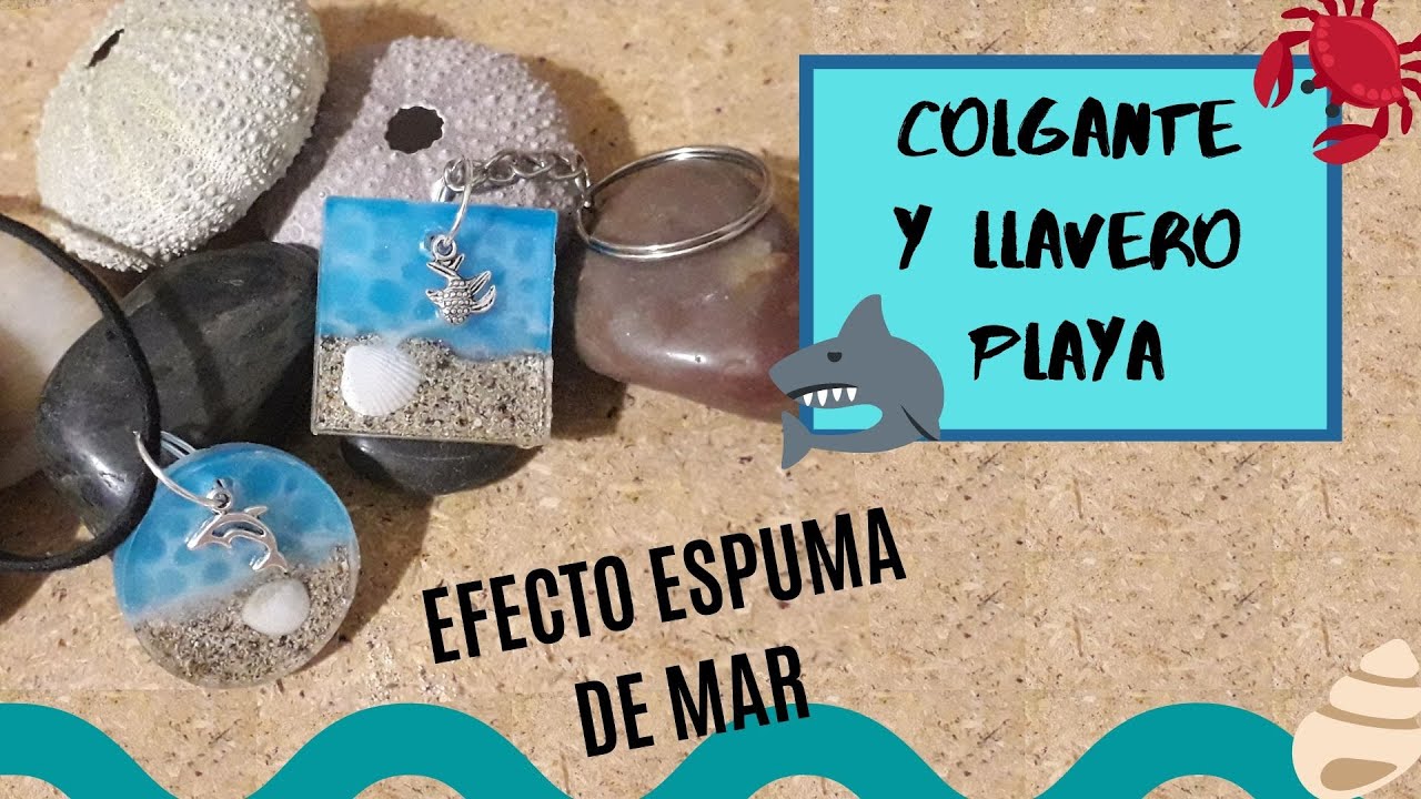 COLGANTE Y LLAVERO PLAYA TUTORIAL 🐬 EFECTO ESPUMA DE MAR 🏄‍♀️🌊 (BEACH PENDANT AND KEYCHAIN DIY)