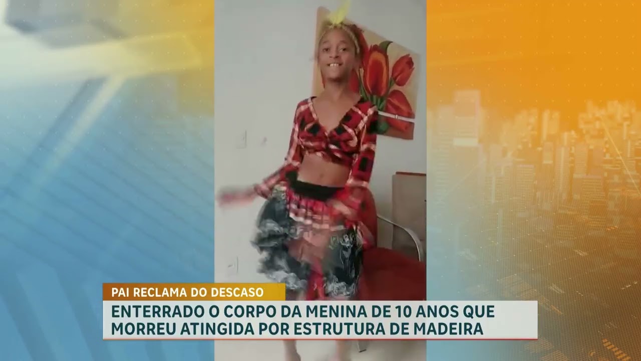 Corpo de menina morta após queda de estrutura em Vespasiano (MG) é sepultado