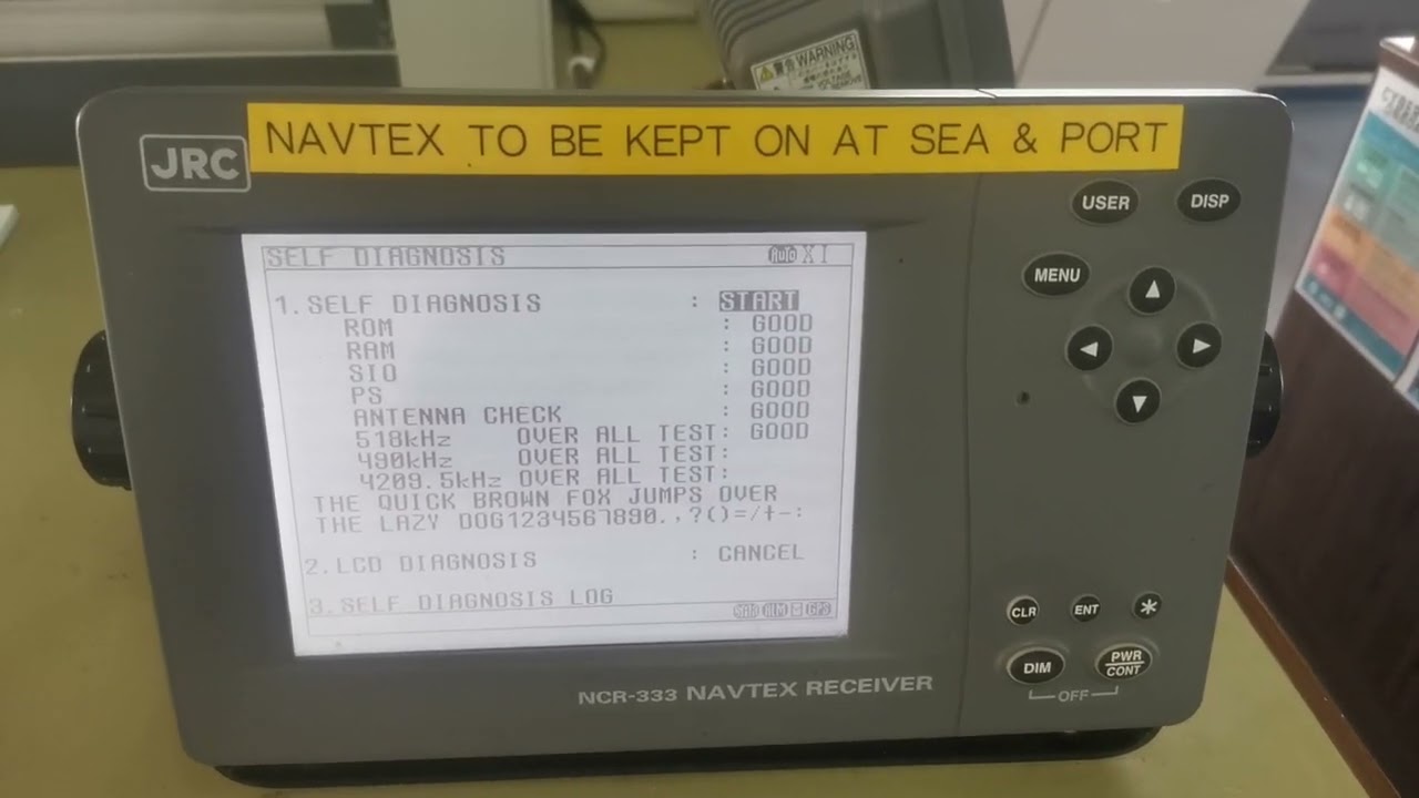 How to perform self diagnosis test on JRC Navtex receiver