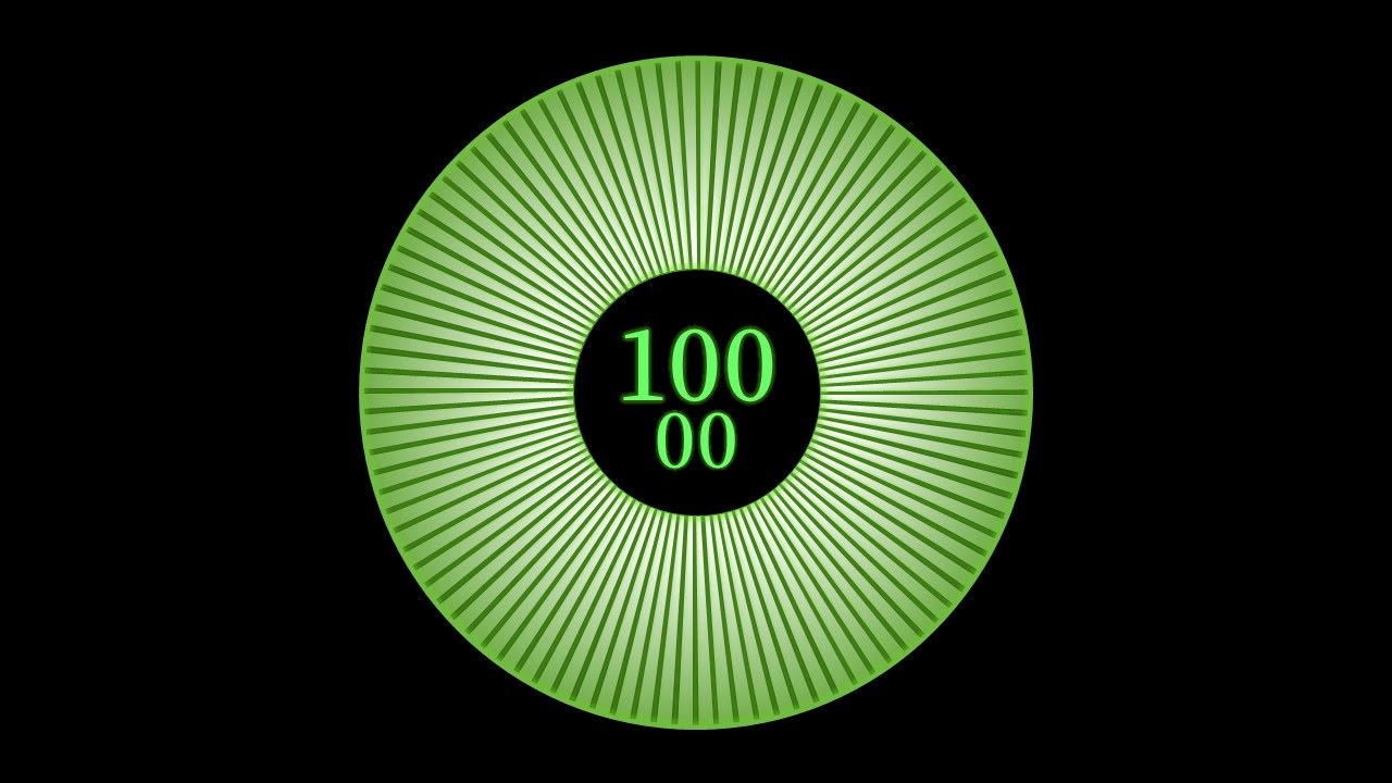 100 Second Timer with Music - Green Circle Countdown