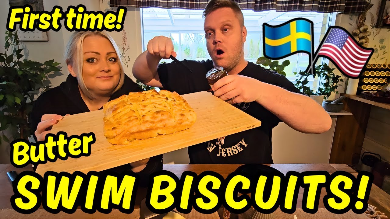First time!! Swedish couple try Butter Swim Biscuits!!