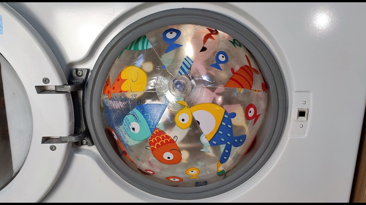 Experiment - Full Beach Ball  with Water- in a Washing Machine