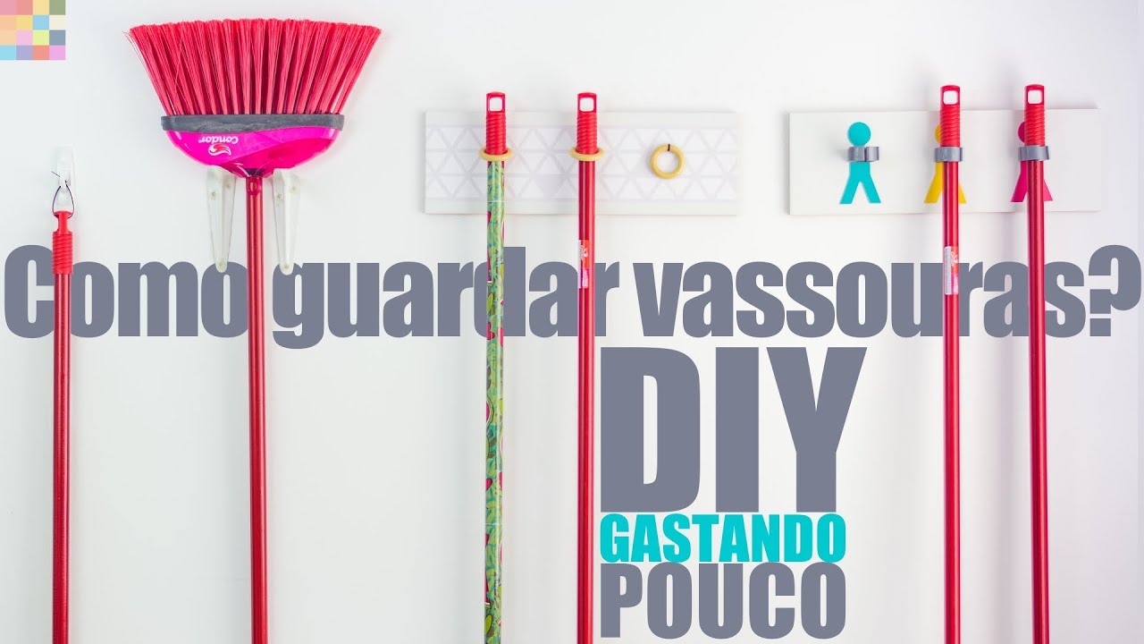 3 Ideias para Organizar Vassouras na Lavanderia | DIY - Gastando Pouco