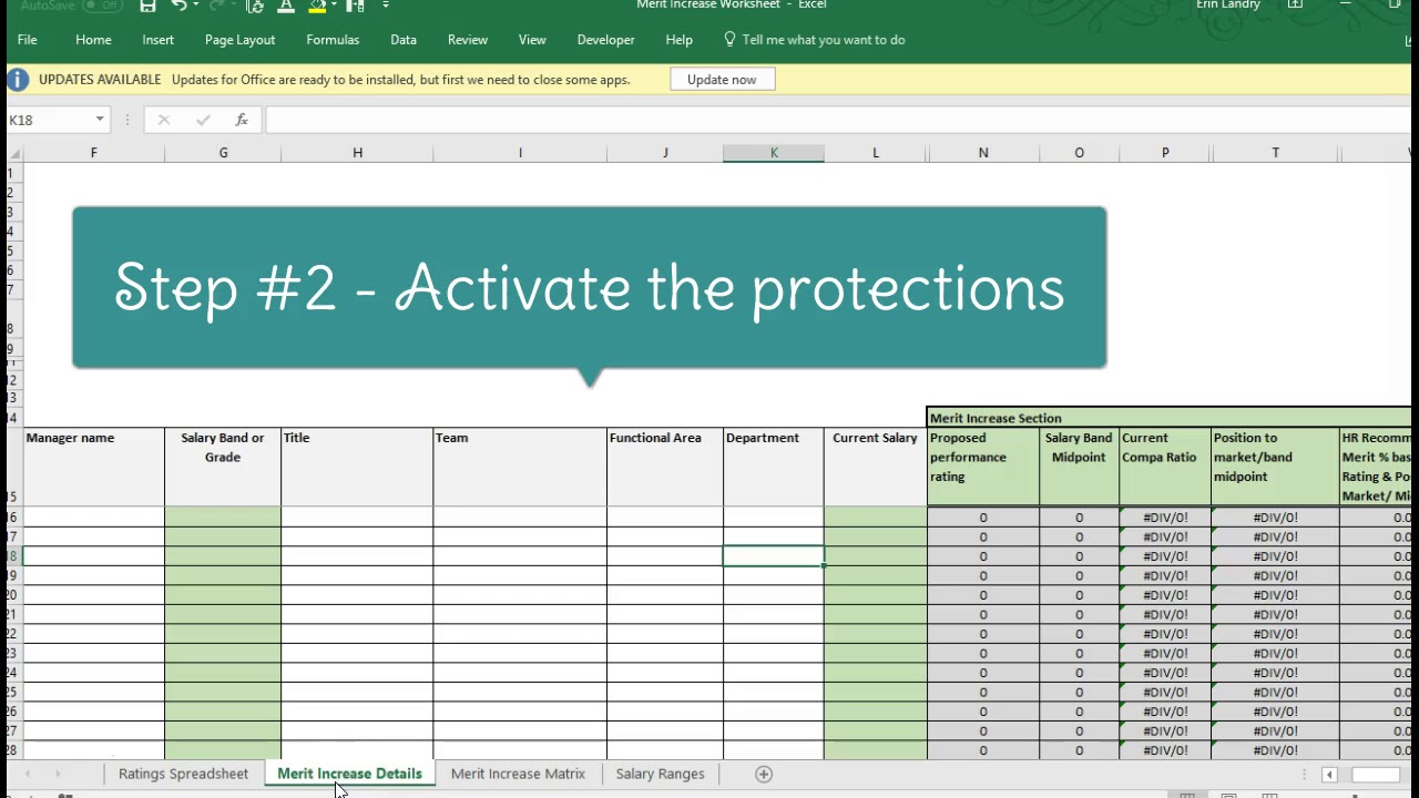 How to protect certain cells in Excel, Merit Increase Excel
