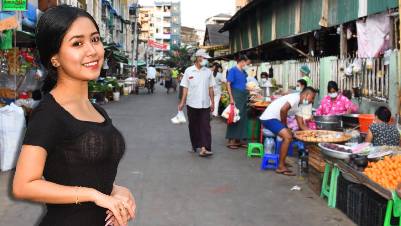 Local neighbourhood market in Yangon