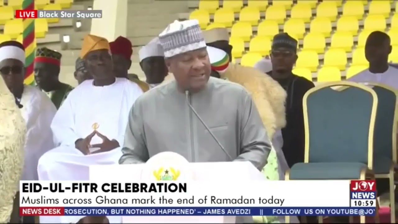 President Mahama joins Muslims for Eid-ul-Fitr prayers at Black Star Square