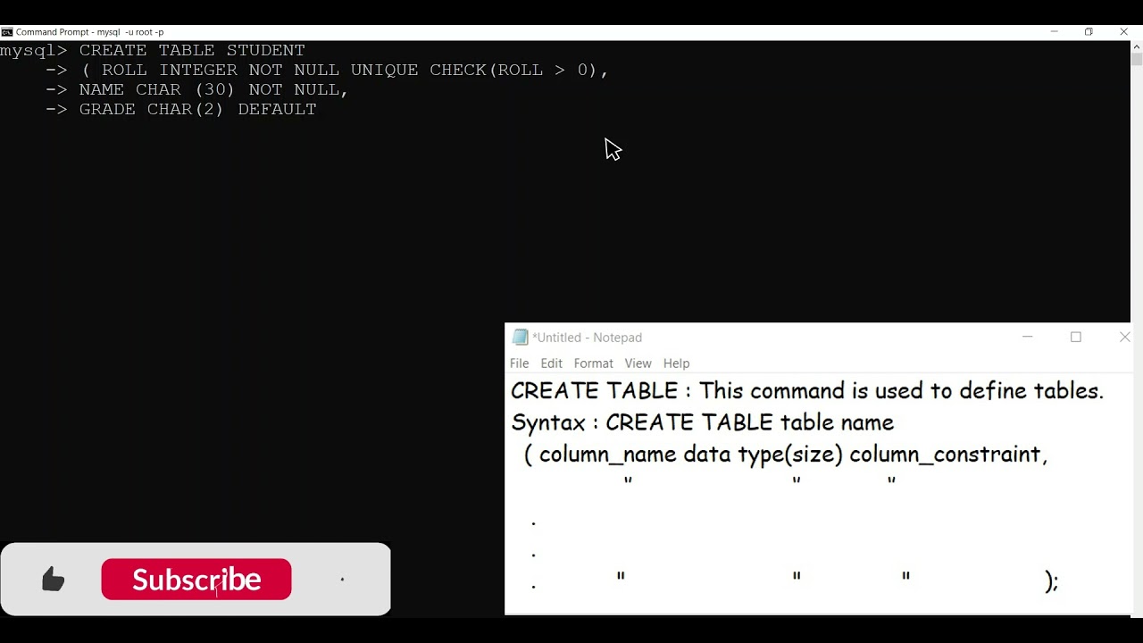 How to Create Table with Constraints in MySQL | SQL | Oracle