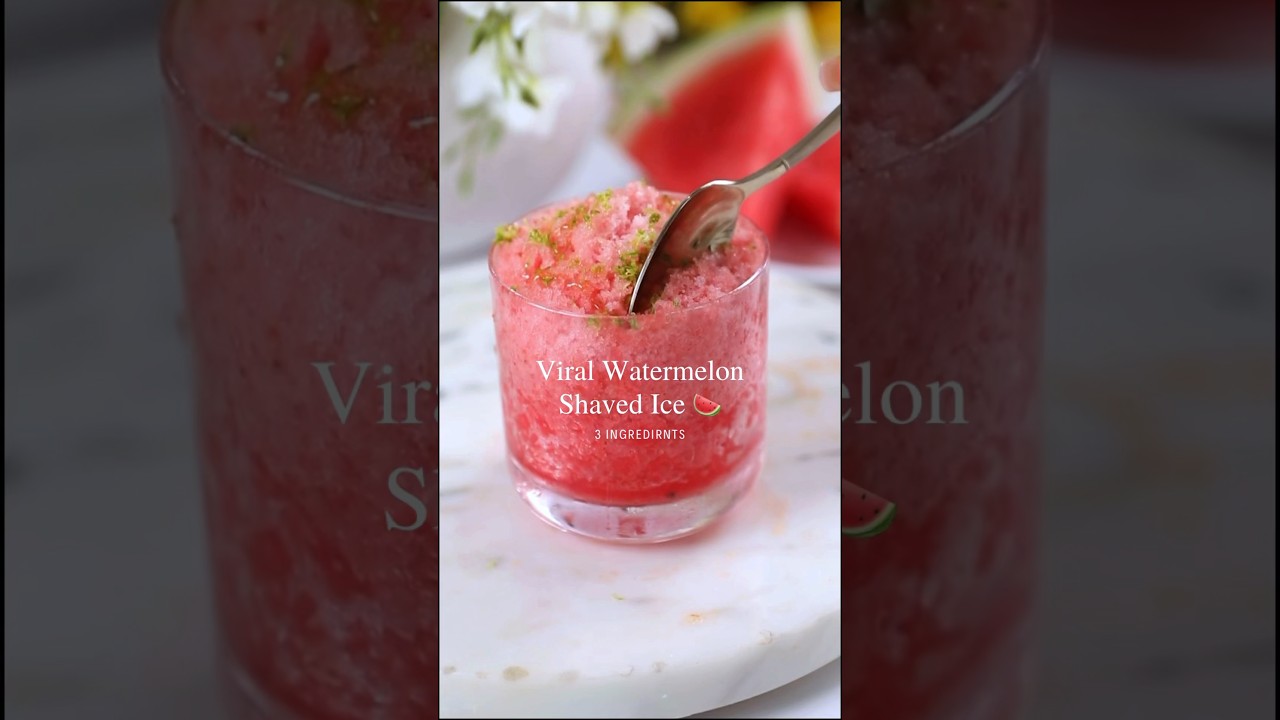 Watermelon 🍉 shaved ice 🍧 #watermelon #shavedice #easyrecipe #fruit #shorts #yummy