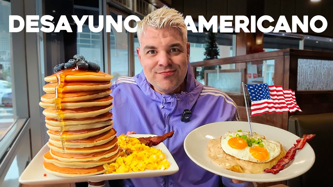 COMIENDO el FAMOSO DESAYUNO AMERICANO en ESTADOS UNIDOS *EL FAVORITO POR LOS POLICIAS* 🇺🇸