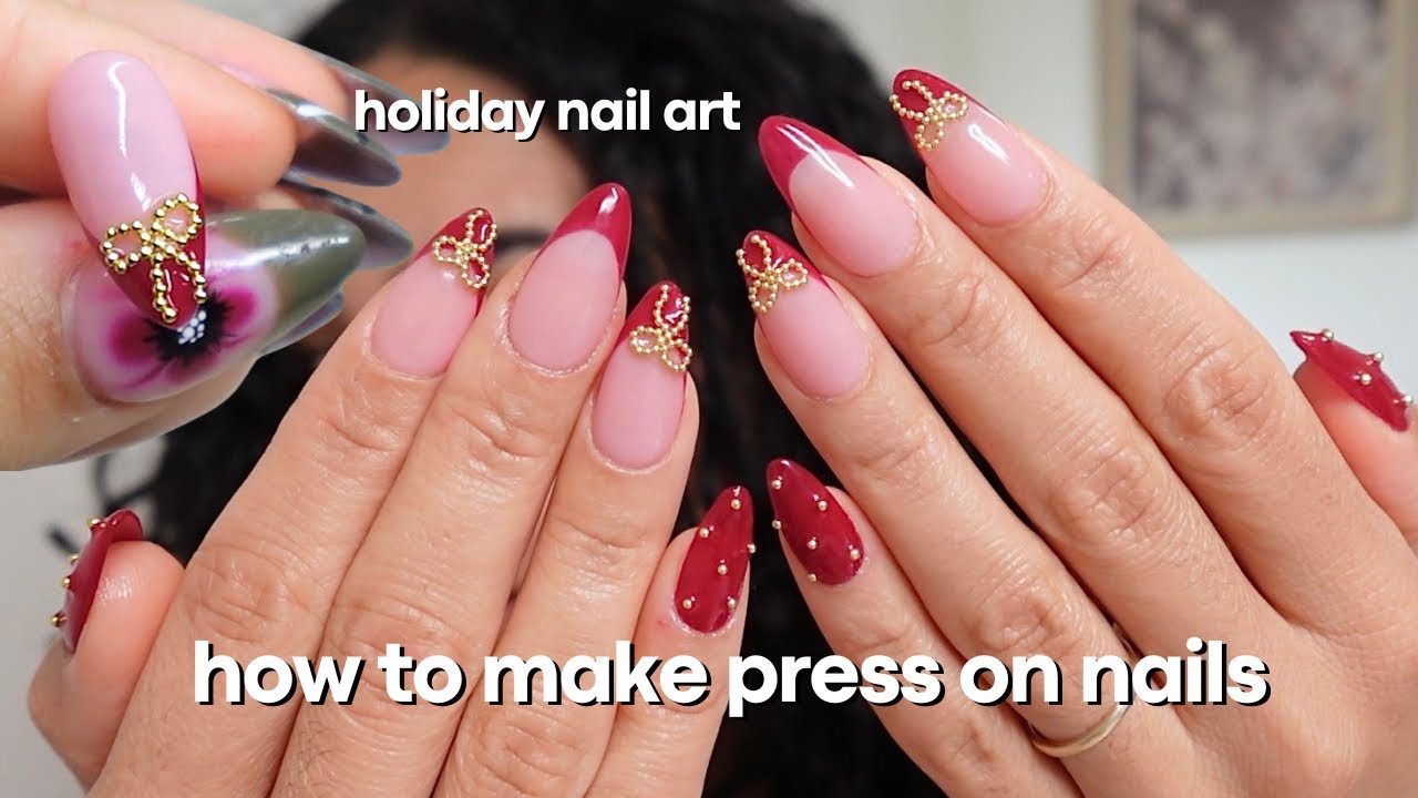 HOW TO MAKE PRESS ON NAILS LIKE A PRO + Simple Holiday Nail Art Tutorial!