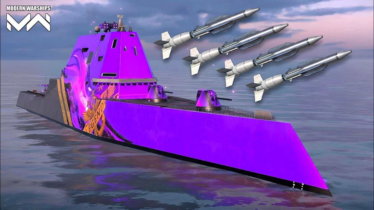 USS Zumwalt - Mark-71 With Full DF-100 Missile - Modern Warships Gameplay