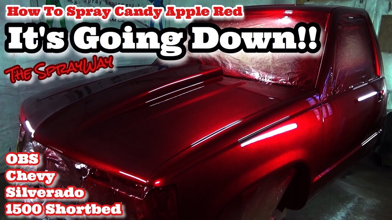 How To Paint A Truck Or Car Candy Apple Red Over Metal Flake OBS CHEVY SILVERADO C/K 1500 SHORTBED