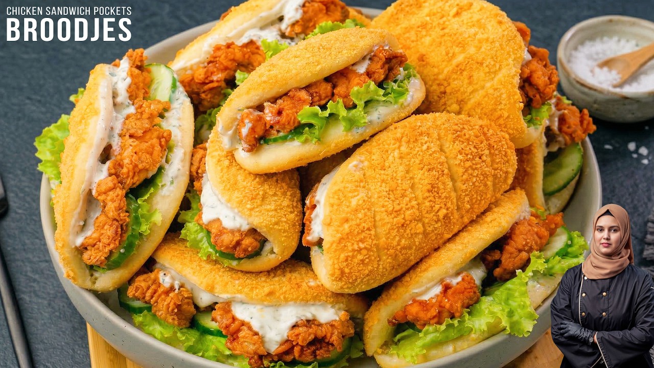 Рецепт BROODJES | Хрустящие куриные сэндвичи в кармашках | Сочные и хрустящие