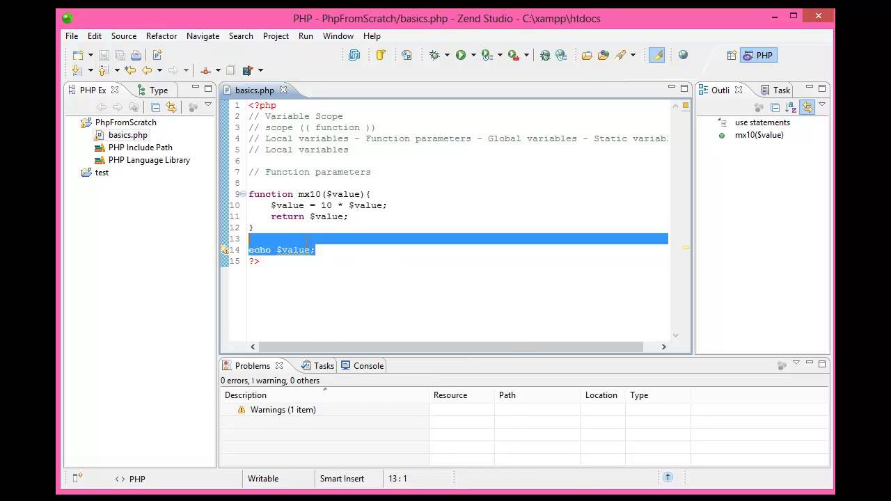 Lesson 15 :  Variable Scope - Local - Function parameters - Global - Static