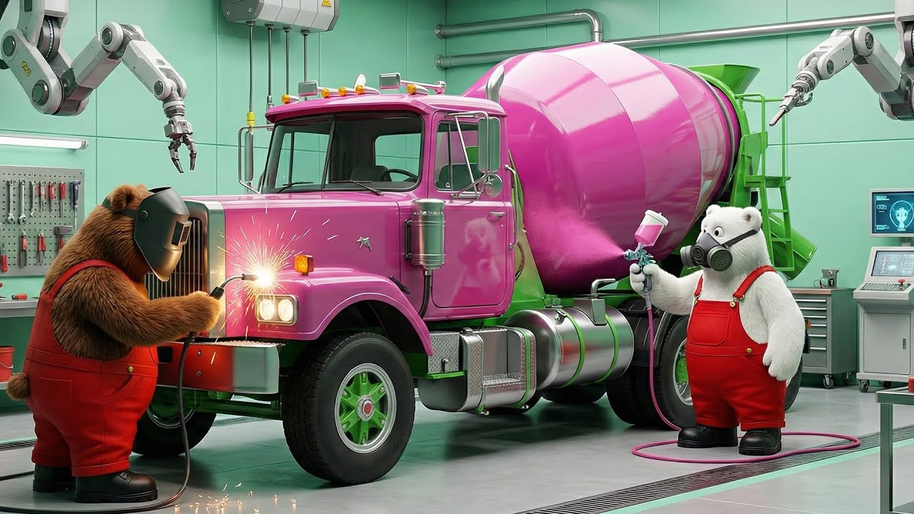 Extreme Truck Makeover: Inside a Futuristic Cement Truck Garage 🚛🛠️✨ | Funny Beast Garage Animation