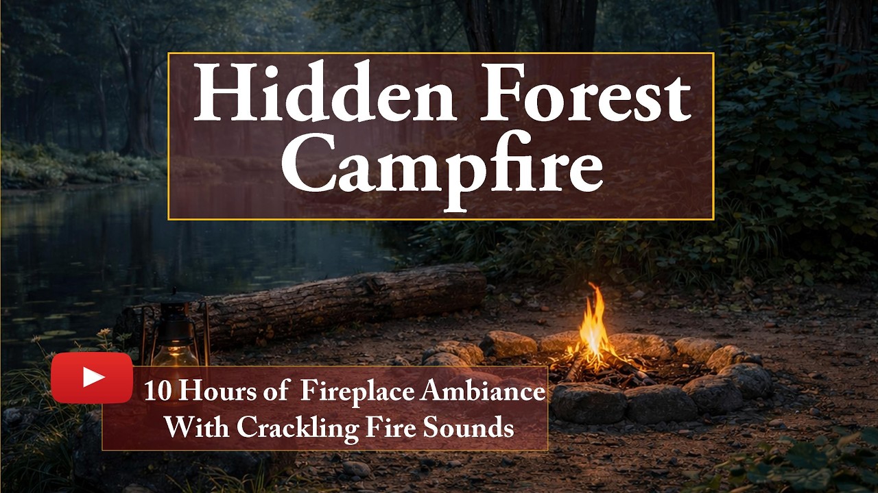 Hidden Forest Campfire — 10 Hours of Relaxing Fire Sounds & Peaceful Night Nature