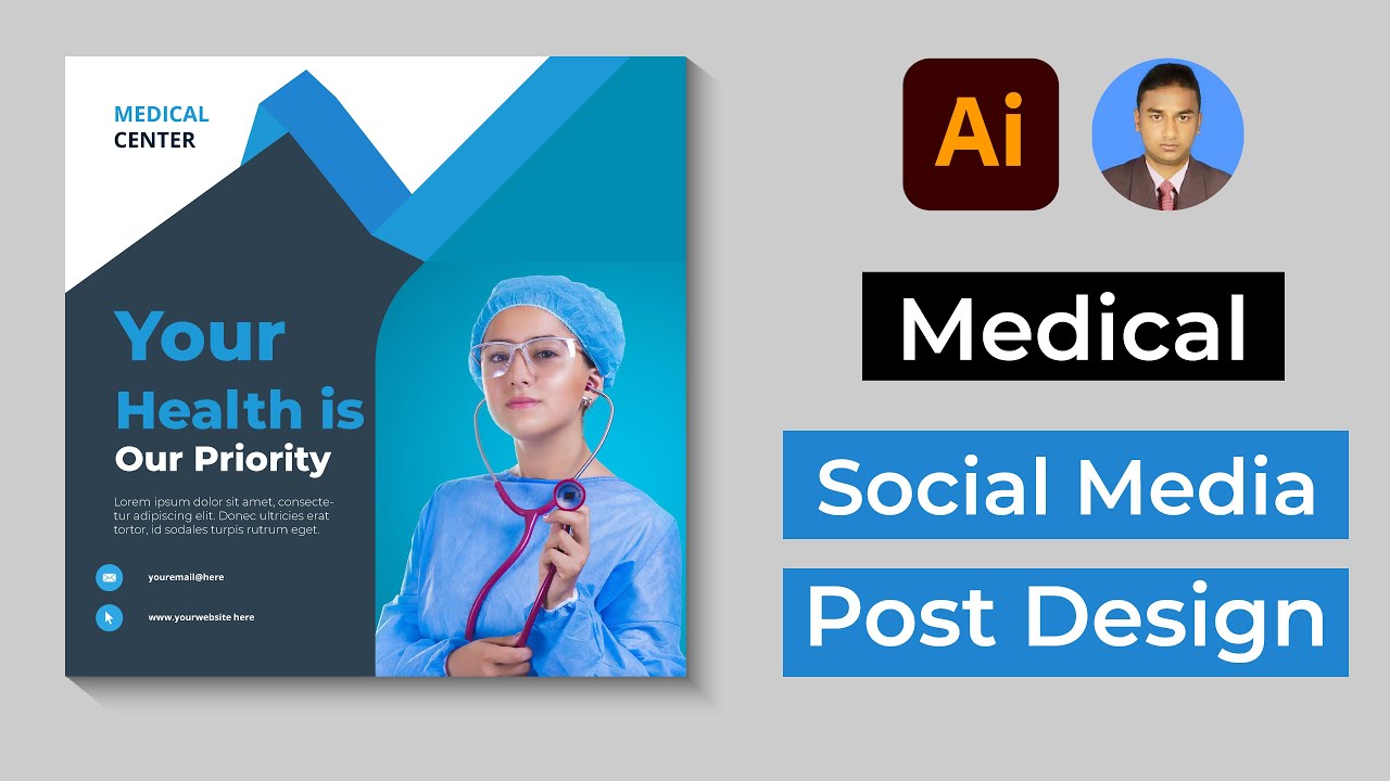 Make Medical social media post design in illustrator || Instagram Post design in Illustrator Bangla