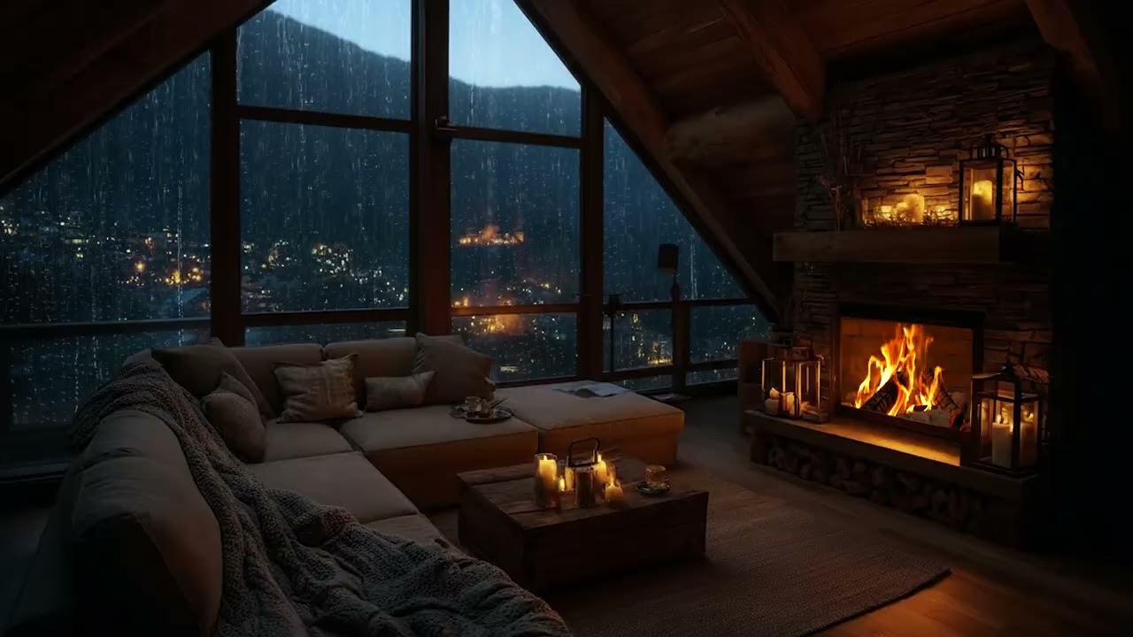 Rain & Fireplace Ambience 🌧️🔥 | Candle Sounds for Deep Sleep & Relaxation