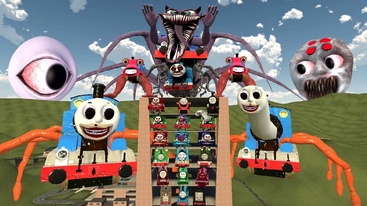 CURSED THOMAS VS CAR EATER VS HOUSE HEAD TAPES VS EYE TOWER VS CHOO CHOO CHARLES VS BUS EATER (GMOD)